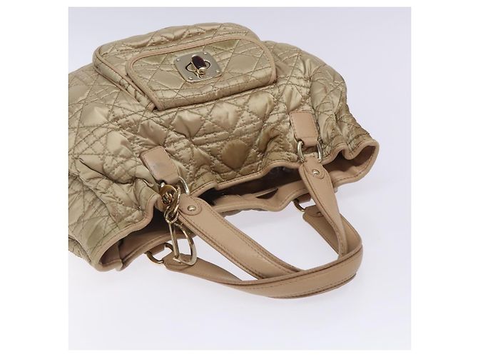 Borsa a mano Canage in nylon beige e oro Christian Dior Auth bs28087 D'oro - vista 6