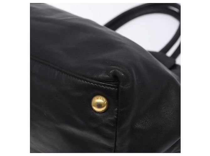 Ribbon PRADA Borsa a Mano in Pelle Nera e Oro con Nastro Auth yk18879 Nero D'oro - vista 10