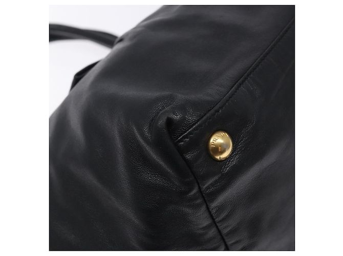 Ribbon PRADA Borsa a Mano in Pelle Nera e Oro con Nastro Auth yk18879 Nero D'oro - vista 11