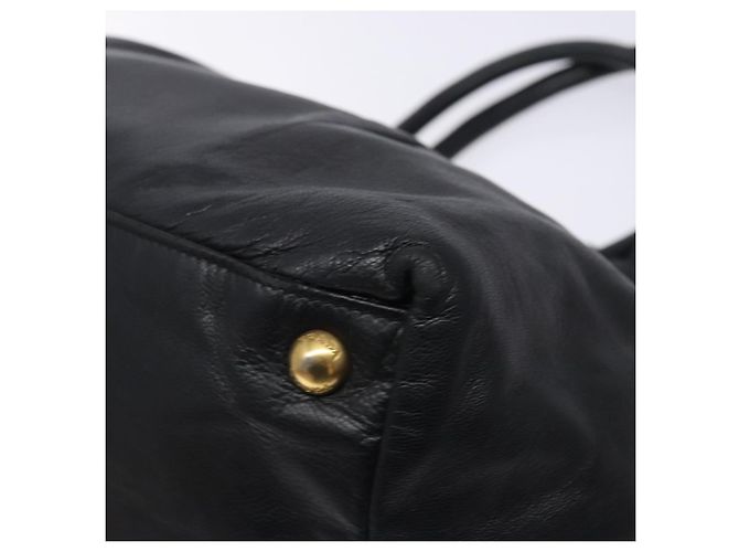 Ribbon PRADA Borsa a Mano in Pelle Nera e Oro con Nastro Auth yk18879 Nero D'oro - vista 12