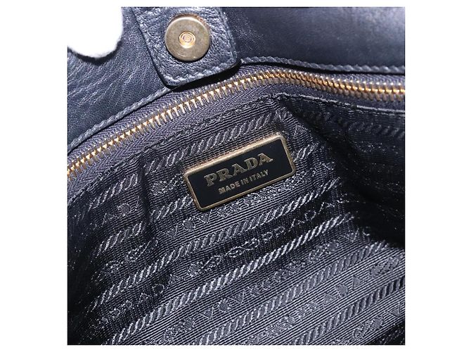 Ribbon PRADA Borsa a Mano in Pelle Nera e Oro con Nastro Auth yk18879 Nero D'oro - vista 15