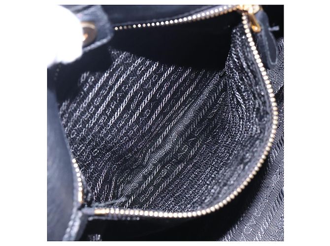 Ribbon PRADA Borsa a Mano in Pelle Nera e Oro con Nastro Auth yk18879 Nero D'oro - vista 19