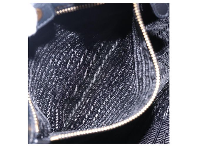 Ribbon PRADA Borsa a Mano in Pelle Nera e Oro con Nastro Auth yk18879 Nero D'oro - vista 20