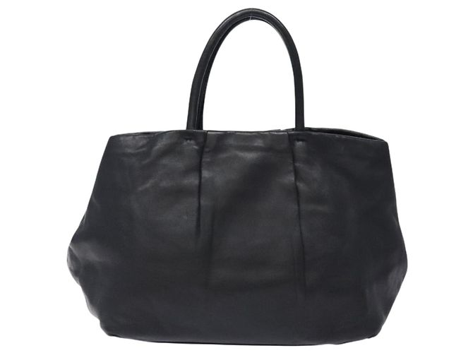 Ribbon PRADA Borsa a Mano in Pelle Nera e Oro con Nastro Auth yk18879 Nero D'oro - vista 3