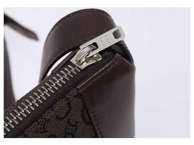 Céline CELINE C Macadam Canvas Schultertasche Braun Silber Authentisch gh393 - Ansicht 15