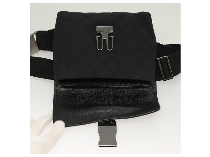 Marsupio GG Canvas Gucci Nero Argento 131236 Auth yk18870 - vista 15