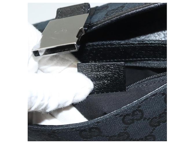 Marsupio GG Canvas Gucci Nero Argento 131236 Auth yk18870 - vista 21