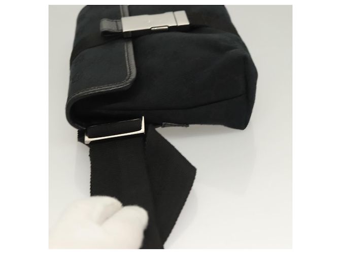 Marsupio GG Canvas Gucci Nero Argento 131236 Auth yk18870 - vista 5