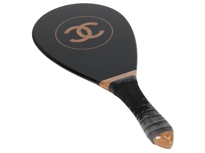 Conjunto de raquete de madeira e bola de borracha CHANEL Club Preto CC Auth 131858V - vista 2