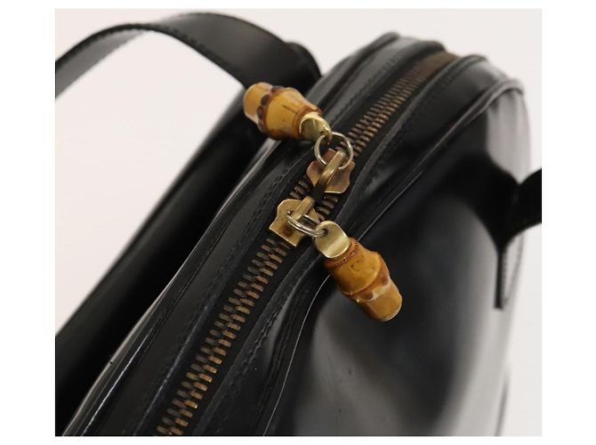 Borsa a Spalla GUCCI Pelle Verniciata Nera Oro Auth ep9690 Nero D'oro - vista 14