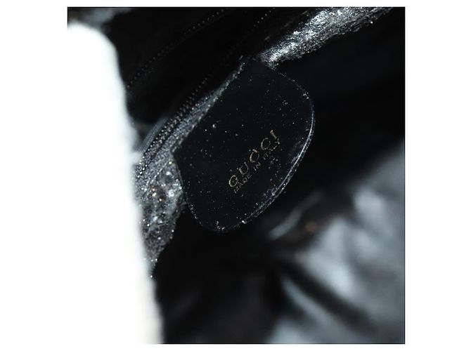 Borsa a Spalla GUCCI Pelle Verniciata Nera Oro Auth ep9690 Nero D'oro - vista 18