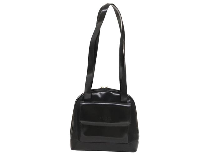 Borsa a Spalla GUCCI Pelle Verniciata Nera Oro Auth ep9690 Nero D'oro - vista 2