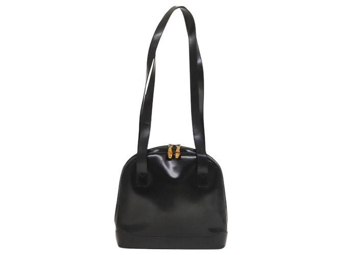 Borsa a Spalla GUCCI Pelle Verniciata Nera Oro Auth ep9690 Nero D'oro - vista 3