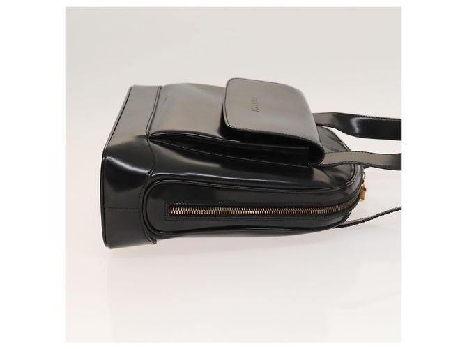 Borsa a Spalla GUCCI Pelle Verniciata Nera Oro Auth ep9690 Nero D'oro - vista 4