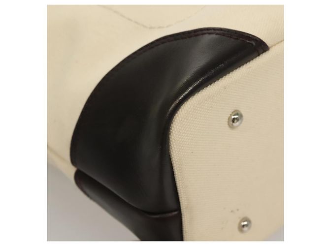 Borsa Tote Burberry in tela e pelle bianca argento Auth bs28323 Bianco - vista 11