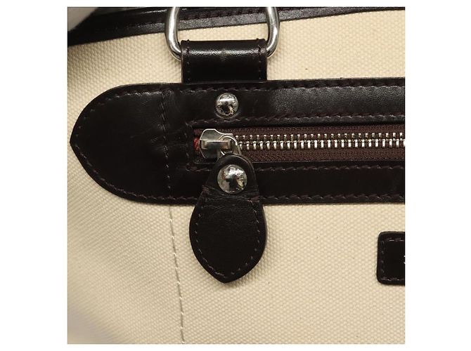 Borsa Tote Burberry in tela e pelle bianca argento Auth bs28323 Bianco - vista 16