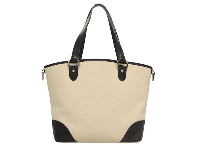 Borsa Tote Burberry in tela e pelle bianca argento Auth bs28323 Bianco - vista 3