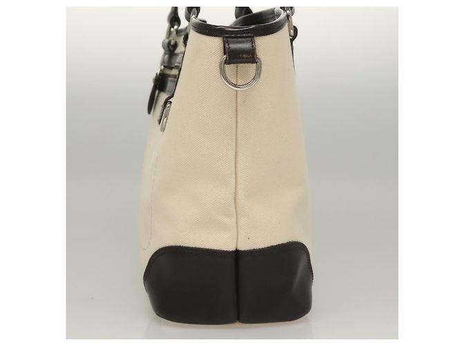 Borsa Tote Burberry in tela e pelle bianca argento Auth bs28323 Bianco - vista 4