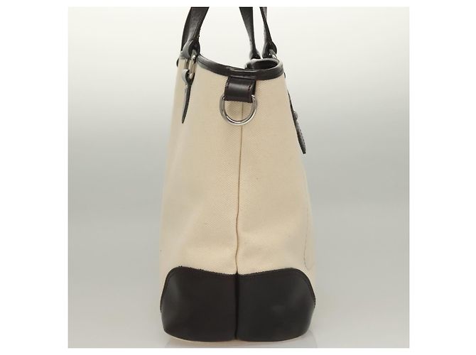 Borsa Tote Burberry in tela e pelle bianca argento Auth bs28323 Bianco - vista 5