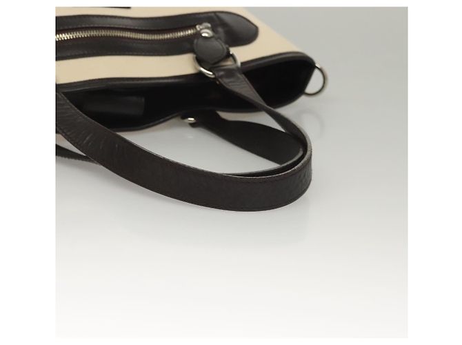 Borsa Tote Burberry in tela e pelle bianca argento Auth bs28323 Bianco - vista 7