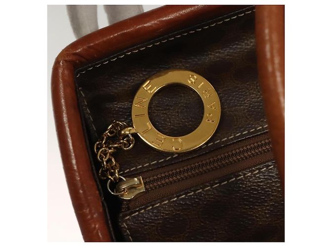 Céline Borsa a mano in tela Macadam CELINE in pelle PVC marrone oro Auth 132898 D'oro - vista 14