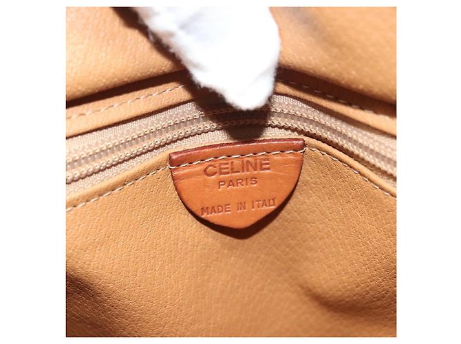 Céline Borsa a mano in tela Macadam CELINE in pelle PVC marrone oro Auth 132898 D'oro - vista 15