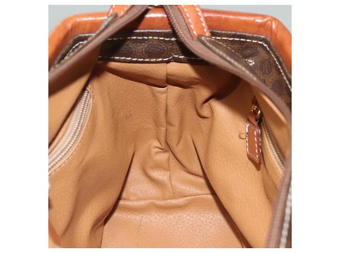 Céline Borsa a mano in tela Macadam CELINE in pelle PVC marrone oro Auth 132898 D'oro - vista 17
