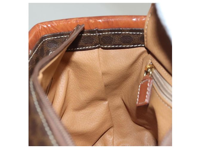 Céline Borsa a mano in tela Macadam CELINE in pelle PVC marrone oro Auth 132898 D'oro - vista 18