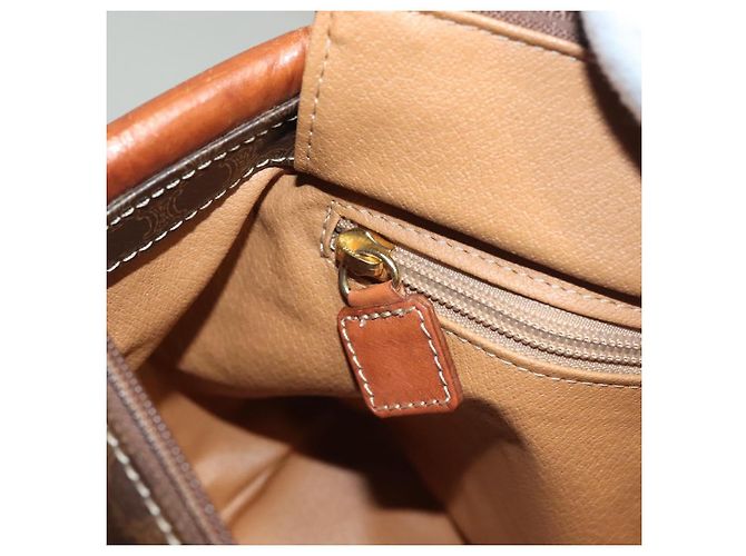 Céline Borsa a mano in tela Macadam CELINE in pelle PVC marrone oro Auth 132898 D'oro - vista 19