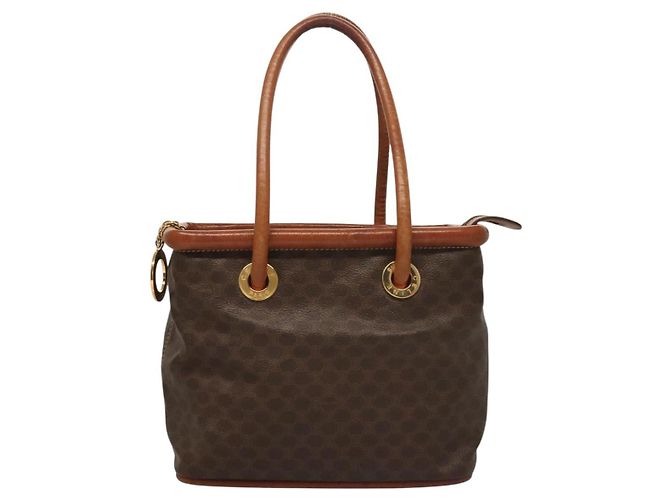 Céline Borsa a mano in tela Macadam CELINE in pelle PVC marrone oro Auth 132898 D'oro - vista 2