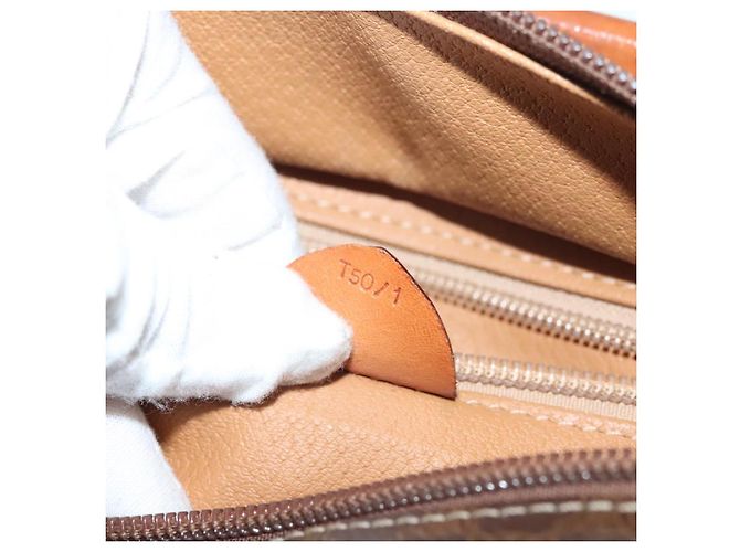 Céline Borsa a mano in tela Macadam CELINE in pelle PVC marrone oro Auth 132898 D'oro - vista 22