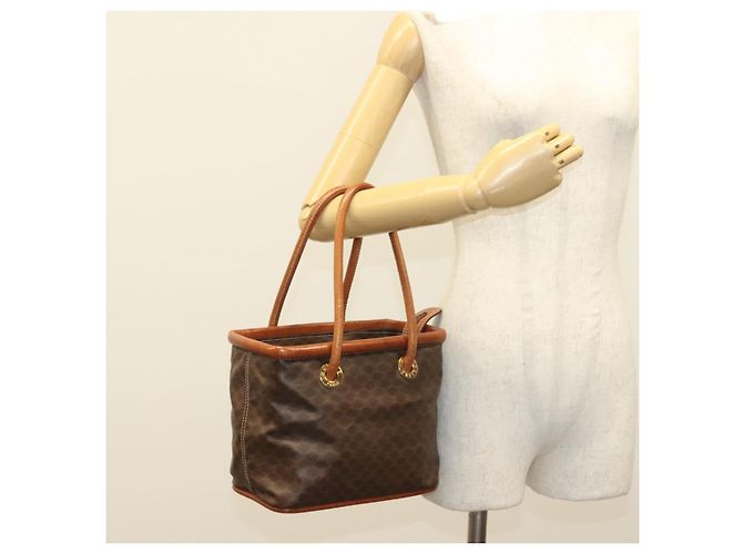 Céline Borsa a mano in tela Macadam CELINE in pelle PVC marrone oro Auth 132898 D'oro - vista 23