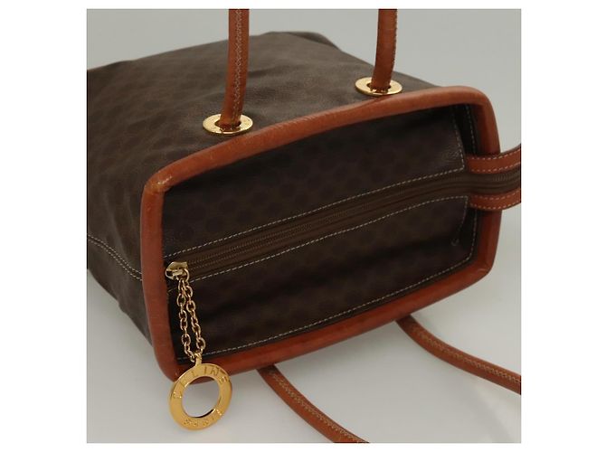 Céline Borsa a mano in tela Macadam CELINE in pelle PVC marrone oro Auth 132898 D'oro - vista 6