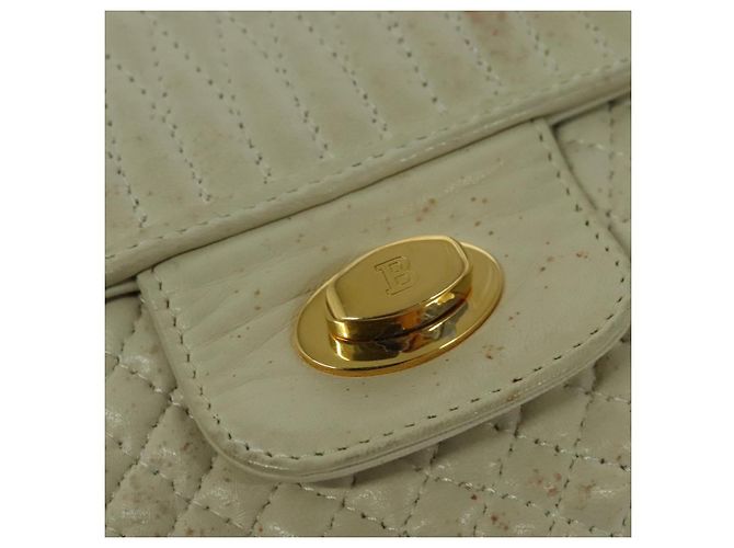 BALLY Borsa a Spalla in Pelle Bianca e Oro Auth bs28307 Bianco D'oro - vista 14