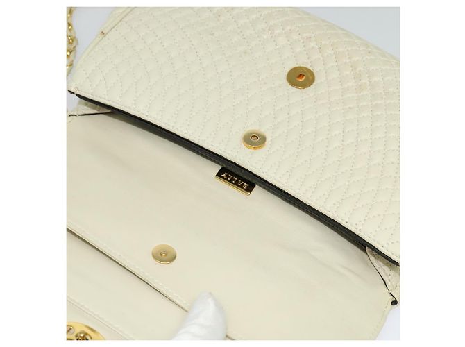 BALLY Borsa a Spalla in Pelle Bianca e Oro Auth bs28307 Bianco D'oro - vista 15
