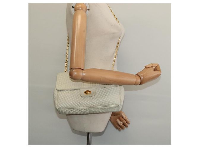 BALLY Borsa a Spalla in Pelle Bianca e Oro Auth bs28307 Bianco D'oro - vista 24