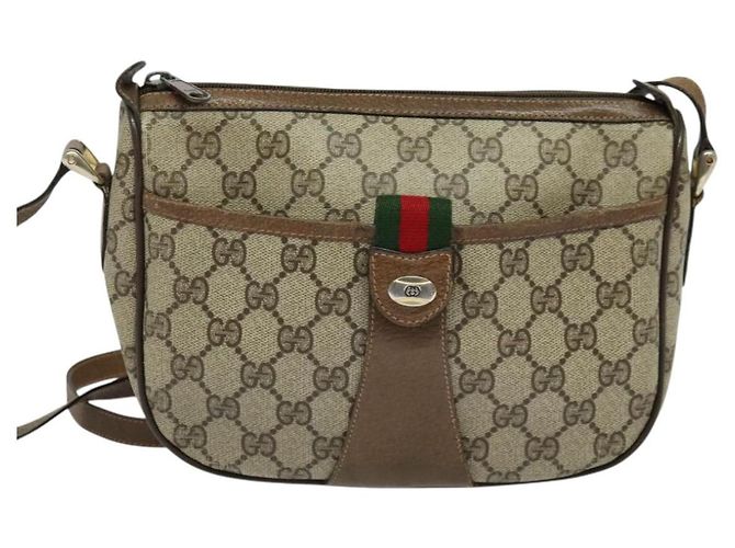 Borsa Sherry Line GG Supreme Web di GUCCI in PVC beige e oro 89 02 032 Auth BA4062 D'oro - vista 2