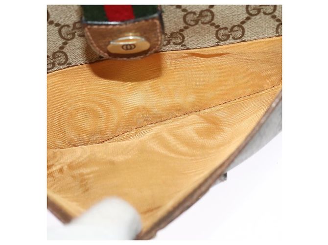 Borsa Sherry Line GG Supreme Web di GUCCI in PVC beige e oro 89 02 032 Auth BA4062 D'oro - vista 20