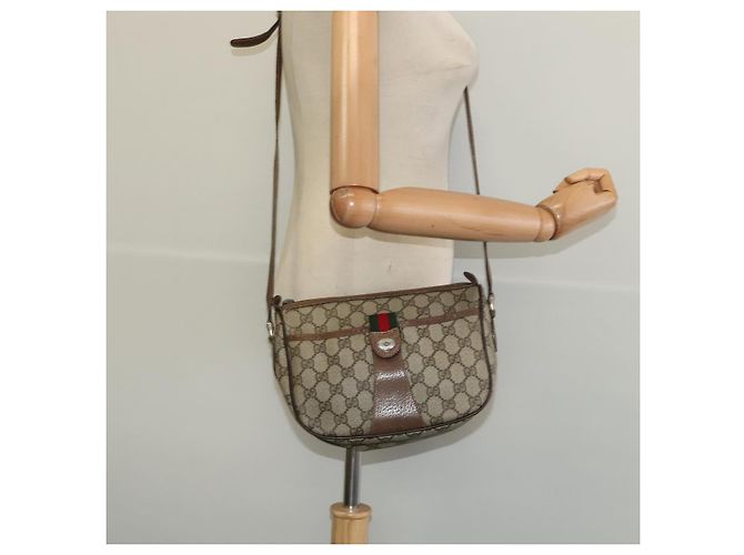 Borsa Sherry Line GG Supreme Web di GUCCI in PVC beige e oro 89 02 032 Auth BA4062 D'oro - vista 22