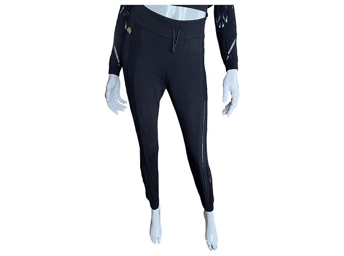 Conjunto de calça Philipp Plein de malha preto com correntes - vista 5