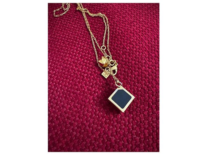 Collana Fendi placcata oro con cubo nero D'oro - vista 2