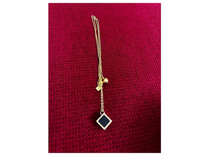 Collana Fendi placcata oro con cubo nero D'oro - vista 3
