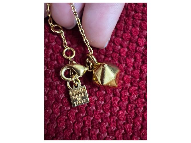 Collana Fendi placcata oro con cubo nero D'oro - vista 6