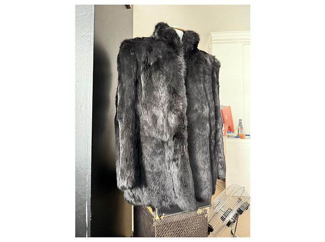 Autre Marque Abrigo de piel de zorro negro - vista 4