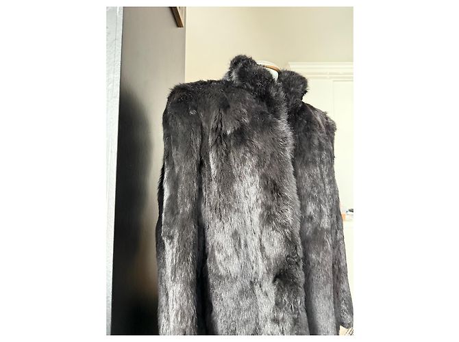 Autre Marque Abrigo de piel de zorro negro - vista 5
