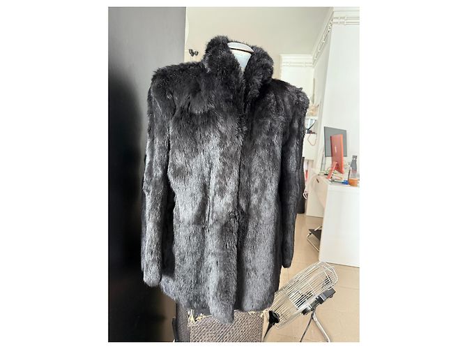 Autre Marque Abrigo de piel de zorro negro - vista 6