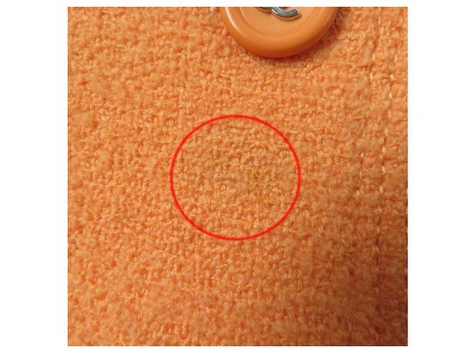 Chaqueta de tweed, lana y nylon a medida de Chanel Naranja - vista 10
