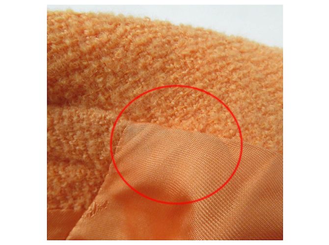 Chaqueta de tweed, lana y nylon a medida de Chanel Naranja - vista 11