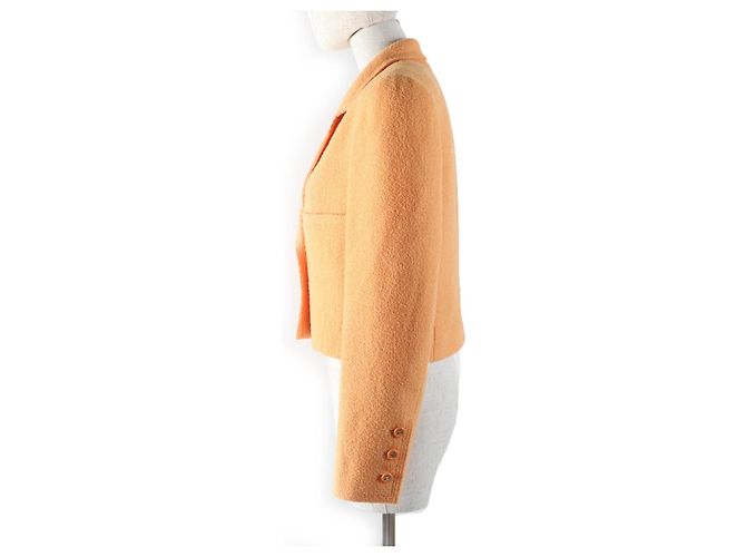 Chaqueta de tweed, lana y nylon a medida de Chanel Naranja - vista 2