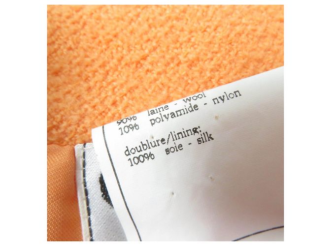Chaqueta de tweed, lana y nylon a medida de Chanel Naranja - vista 8